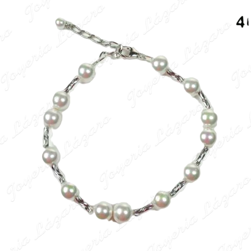 PULSERA PLATA/PERLA ORQUIDEA 13 PERLAS BOLA