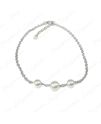PULSERA PLATA/PERLA ORQUIDEA 3 PERLAS BOLA