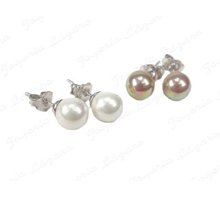 PEND. PLATA/PERLA ORQUIDEA PERLA BOLAC. PRES. 1 PAR BLANCO+1PAR CREMA