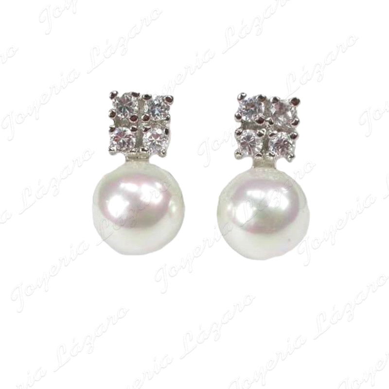 PLATA/PERLA ORQUIDEA PENDIENTES TU Y YO 4 CIRCOS+PERLA C. OMEGA