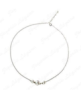 PLATA/PERLA ORQUIDEA GARGANTILLA 3BOLAS