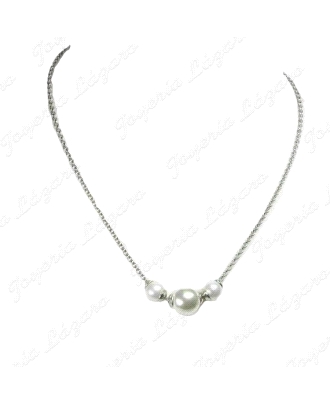 PLATA/PERLA ORQUIDEA GARGANTILLA 3BOLAS