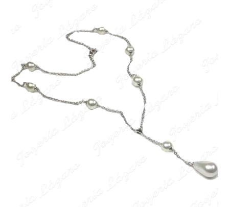 COLLAR PLATA/PERLA ORQUIDEA BOLAS PERLA+PERLA GOTA