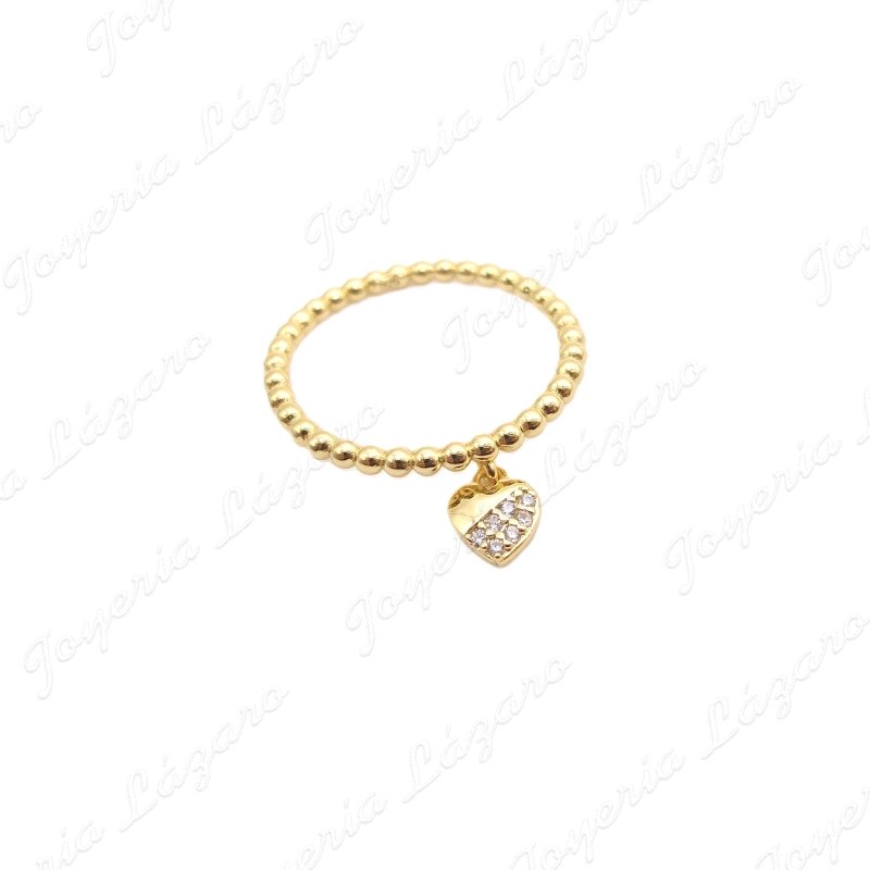 SORTIJA PLATA DORADA BOLIAS FETICHE CORAZON MITAD CIRCO.