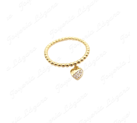 SORTIJA PLATA DORADA BOLIAS FETICHE CORAZON MITAD CIRCO.