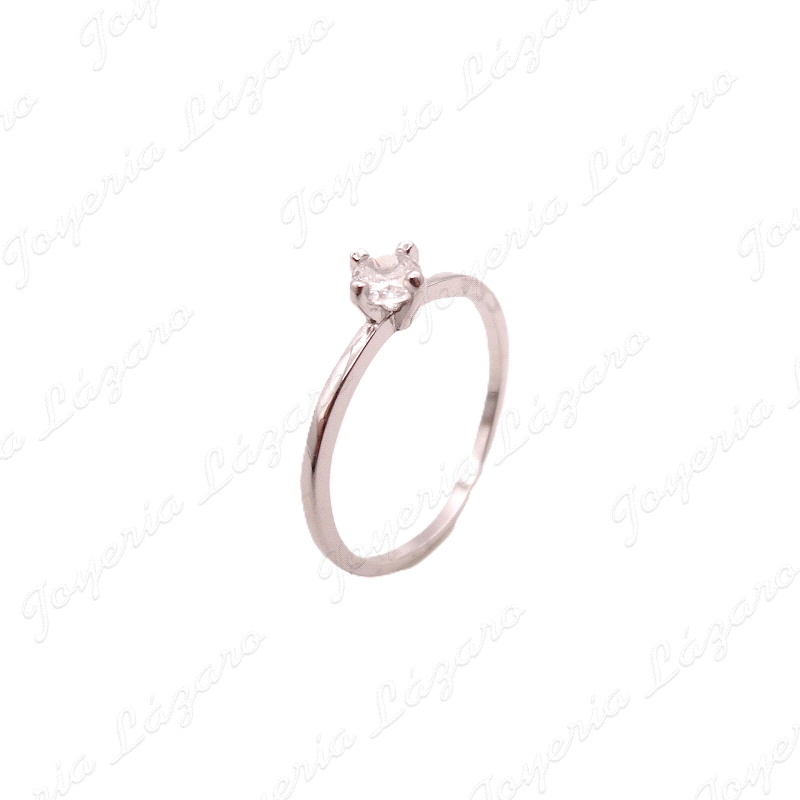SORTIJA PLATA SOLITARIO CIRCONITA 4MM 4 GARRAS