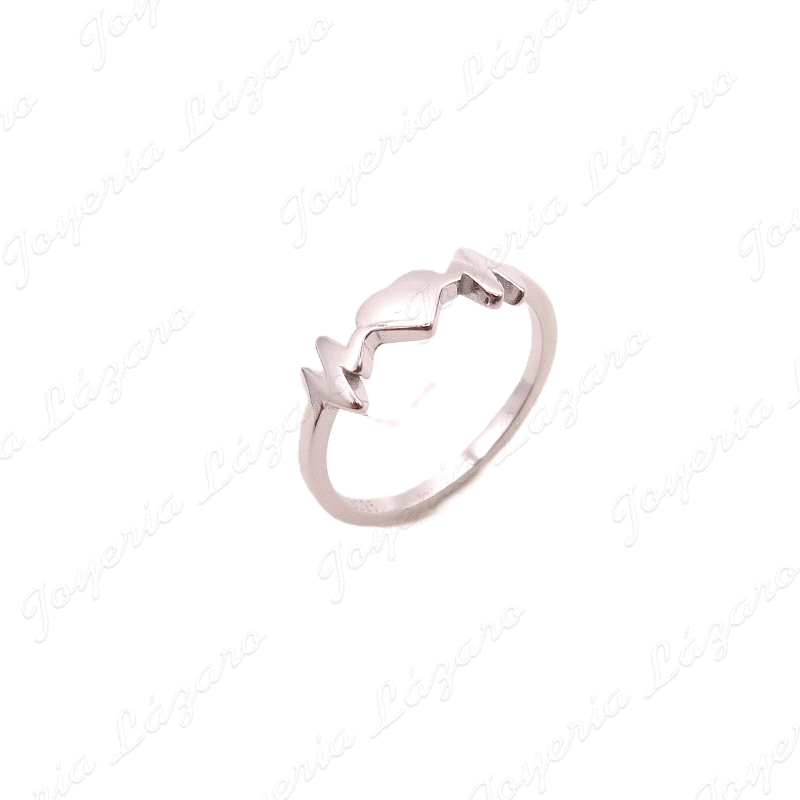 SORTIJA PLATA ELECTROCARDIOGRAMA CON CORAZON