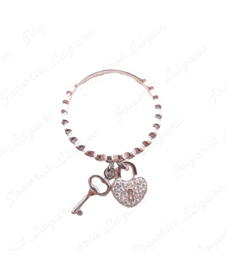 SORTIJA PLATA BOLITAS FETICHE CORAZON+LLAVE