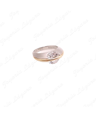 SORTIJA PLATA SOLITARIO BANDA ORO CENTRO CIRCO SUELTA