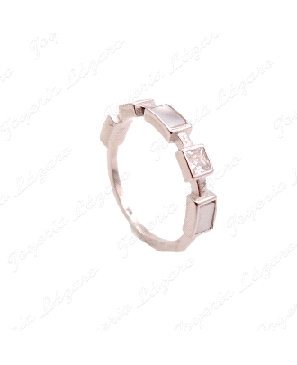 SORTIJA PLATA CUADRADOS NACAR+CIRCO CUADRADAS