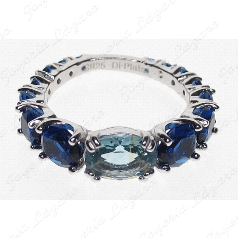 SORTIJA PLATACIRCOTAS. AZUL EN ESCALA+CIRCO AGUA CENTRO