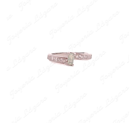 SORTIJA PLATA CINTO CINCONITAS BAGUET +CENTRO PIEDRA VERDE AGUA