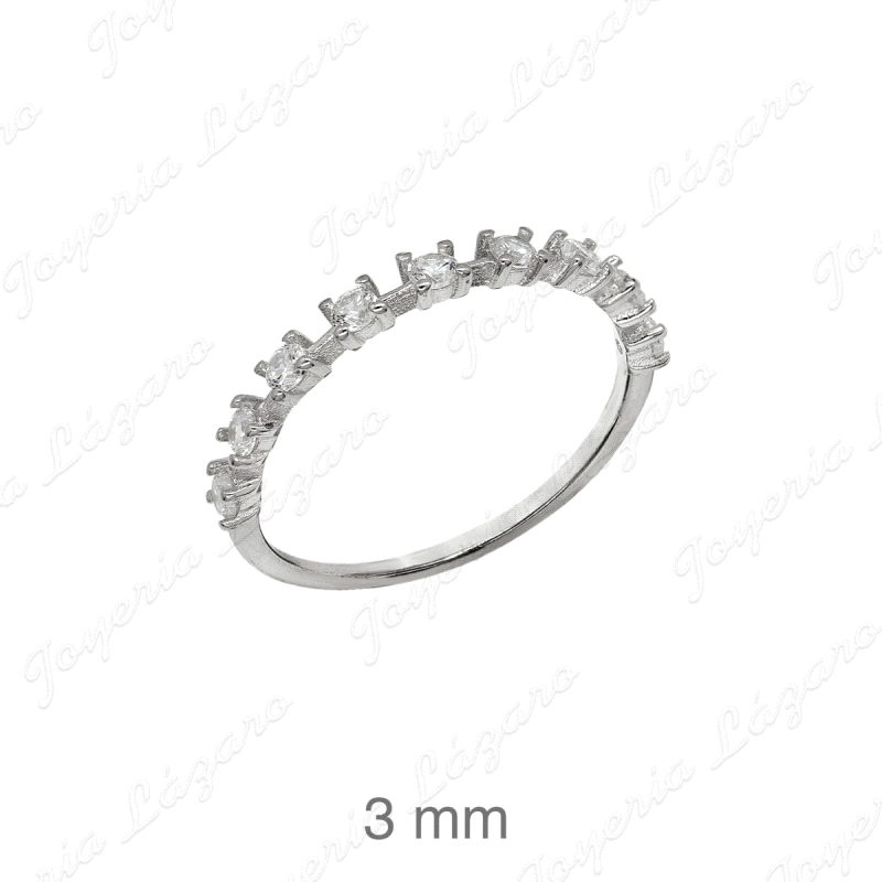 SORTIJA PLATA  1/2 CIRCONITAS GARRAS