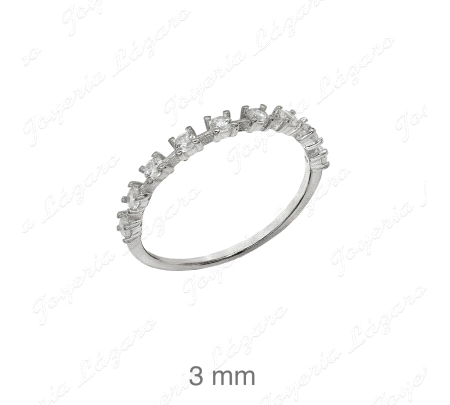 SORTIJA PLATA  1/2 CIRCONITAS GARRAS