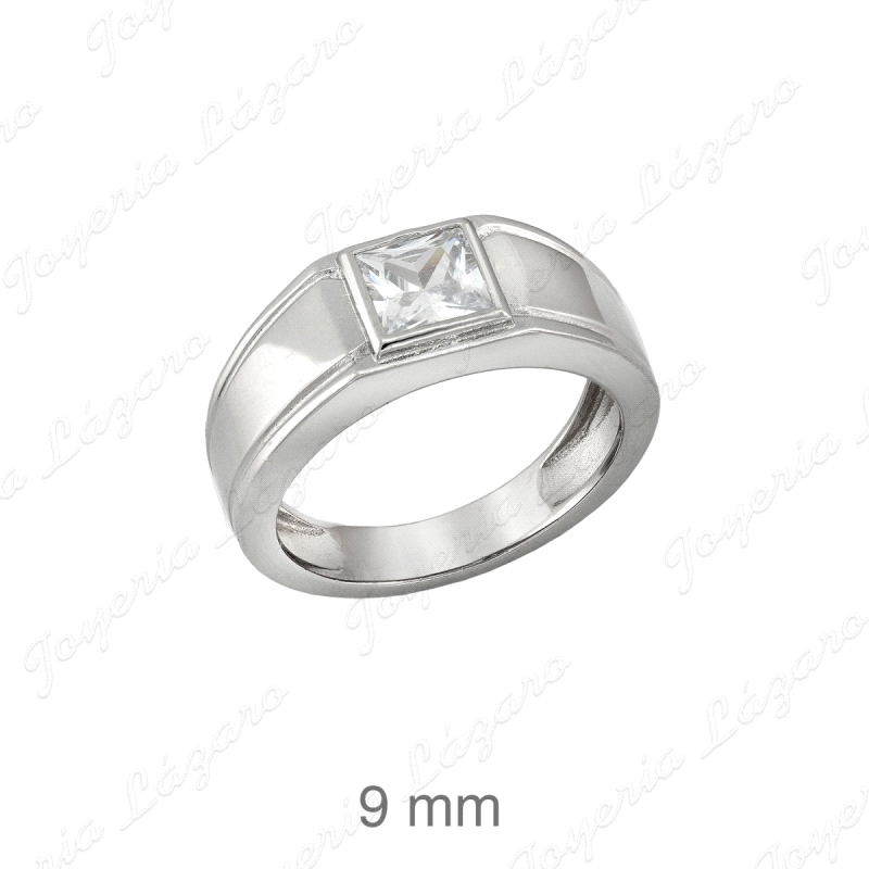 SORTIJA PLATA SOLITARIO CIRCONITA 9MM