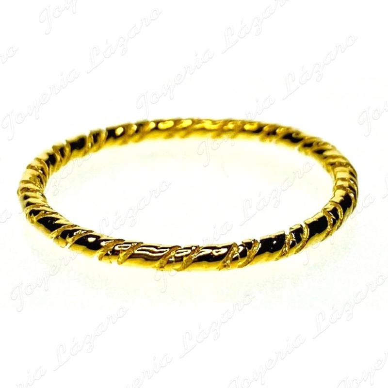 SORTIJA PLATA RIZADA 1MM DORADA