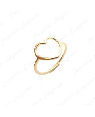 SORTIJA PLATA DORADA AJUSTABLE CORAZON CALADO