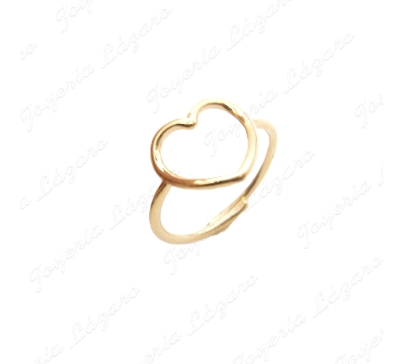 SORTIJA PLATA DORADA AJUSTABLE CORAZON CALADO