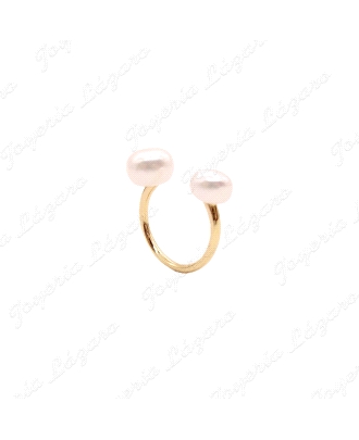 SORTIJA PLATA CHAPADA 2 PERLAS CULTIVADAS