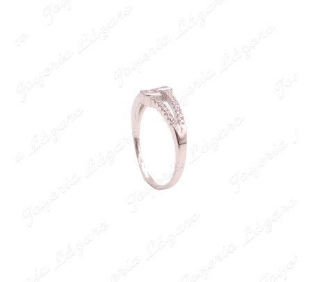 SORTIJA PLATA 2 CIRCONITAS ROSA CUADRADAS + MICROENGASTE