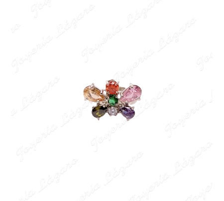 SORTIJA PLATA CHAPADA PLATINO MARIPOSA P. SWAROVSKI COLOR AJUSTABLE