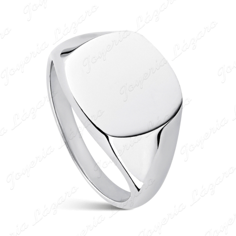 SORTIJA PLATA SELLO CABALLERO CUADRADI LISO RODIO