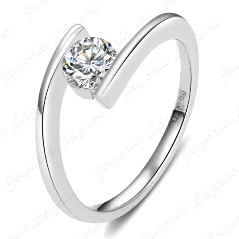 SORTIJA PLATA SOLITARO CIRCONITA AL AIRE