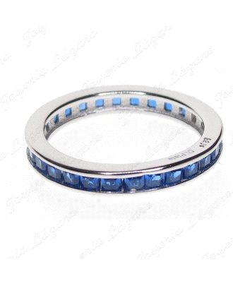 SORTIJA PLATAALIANZA CON PIEDRAS AZULES EN CARRIL