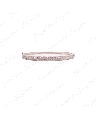 PULSERA 1/2 CAÑA PLATA MICROCIRCONITAS OVAL 66MM