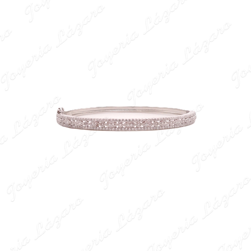 PULSERA 1/2 CAÑA PLATA MICROCIRCONITAS OVAL 66MM