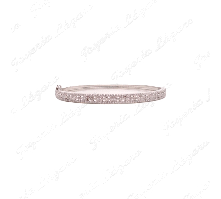 PULSERA 1/2 CAÑA PLATA MICROCIRCONITAS OVAL 66MM