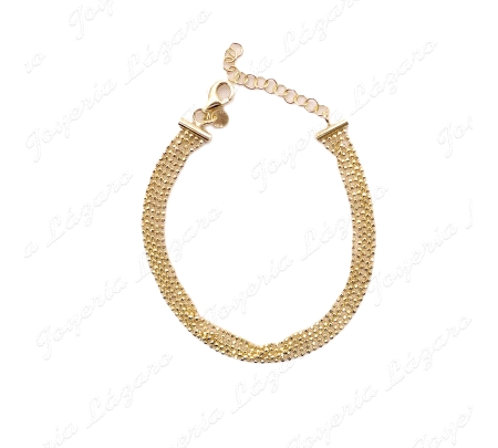 PULSERA PLATA CHAPADA ORO 3 HILERAS BOLITAS