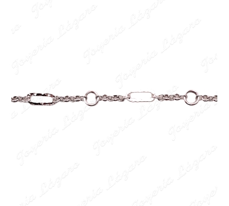 PULSERA PLATA 4ESLABONES ROLO+4 AROS +4 OVALES
