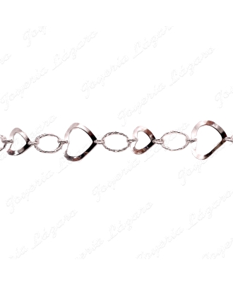 PULSERA PLATA CORAZONES CALADOS ONDULADOS