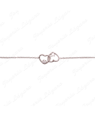 PULSERA PLATA FINITA DOS CORAZONES ENLAZADOS
