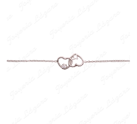 PULSERA PLATA FINITA DOS CORAZONES ENLAZADOS