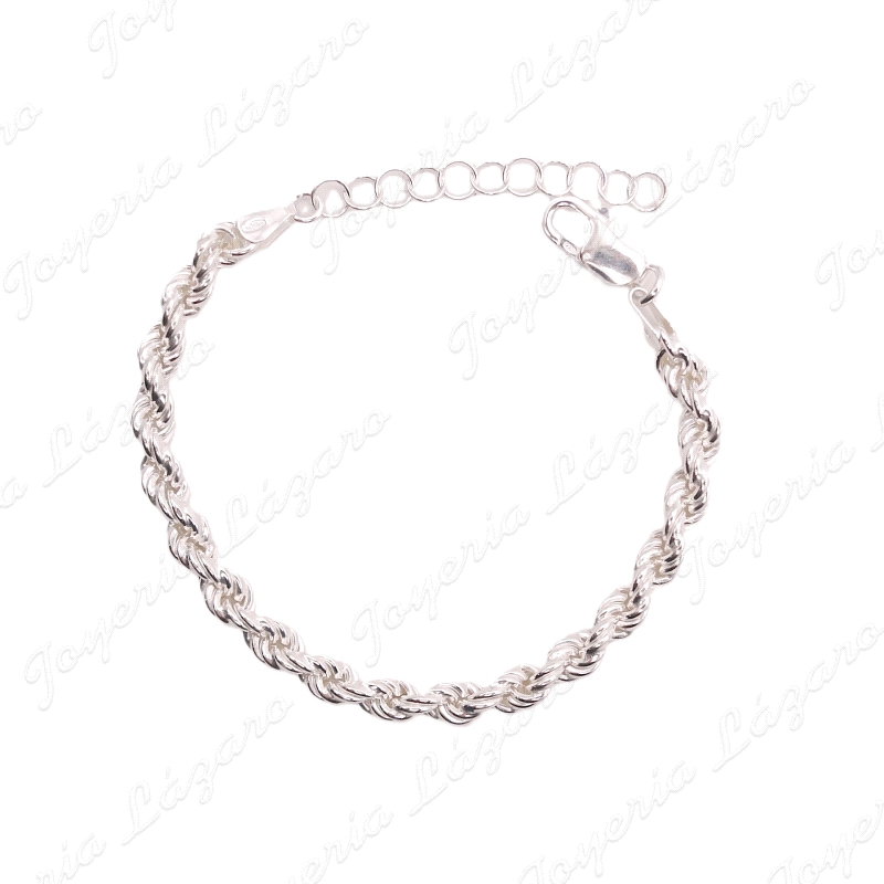 PULSERA PLATA CORDON SALOMONICO 18+5CM X 5MM GRUESO