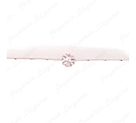 PULSERA PLATA MOTIVO FLOR MATE , CADENA BOLITAS