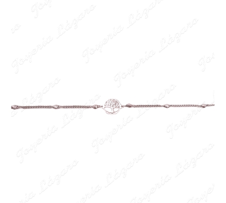 PULSERA PLATA ARBOL VIDA BOLITAS GALLONADAS