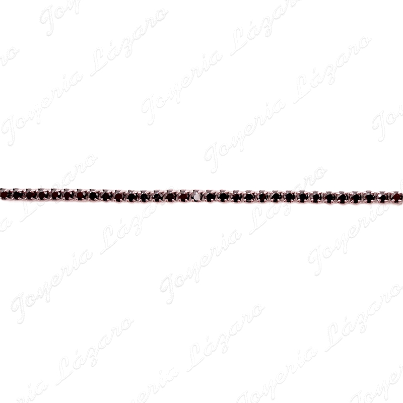 PULSERA PLATA TIPO RIVIERE CIRCOS NEGRAS 1.5MM