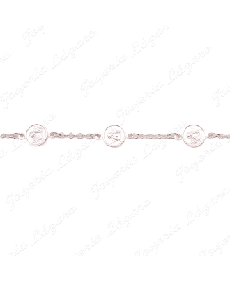 PULSERA PLATA MEDALLITAS ANGELOTES+ CRUZ