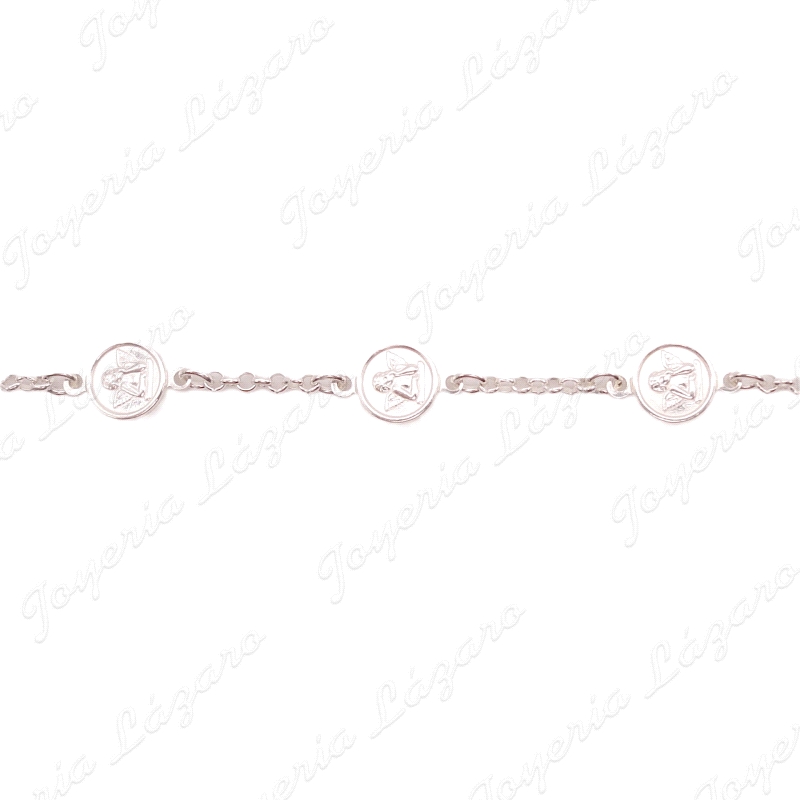PULSERA PLATA MEDALLITAS ANGELOTES+ CRUZ