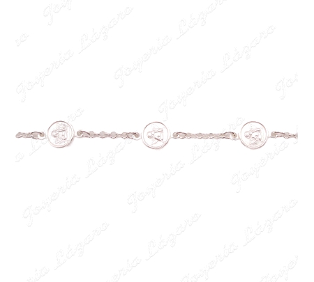 PULSERA PLATA MEDALLITAS ANGELOTES+ CRUZ