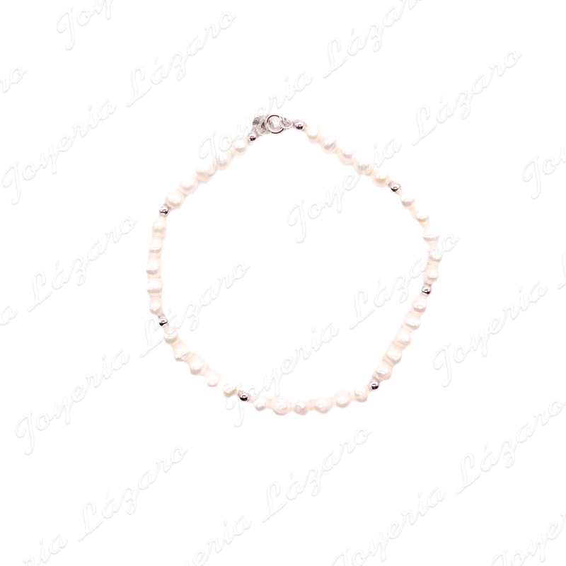 PULSERA PLATA PERLAS CULTIVADAS+BOLITAS ENTREPIEZAS