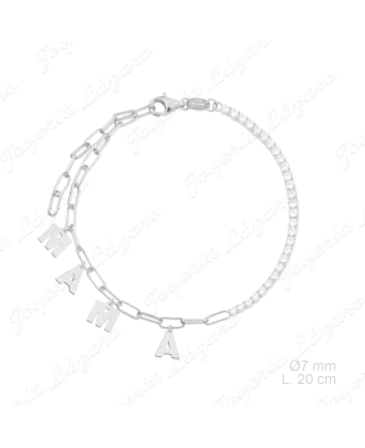 PULSERA PLATA MAMA LETRAS SUELTAS COLGANDO+CEDANA TIPO RIEVER CIRCO BL
