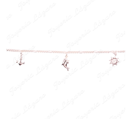 PULSERA PLATA ANCLA+DELFIN+TIMON