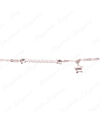 PULSERA PLATA CHATONES CIRCO ESTRELLAS +ESTRELLA COLGADA