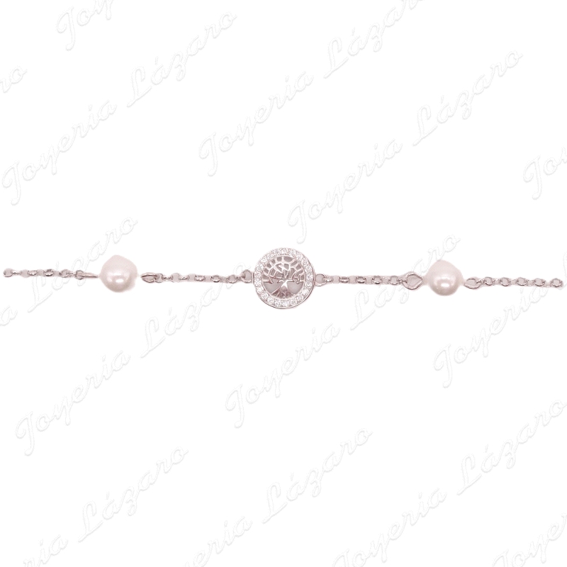 PULSERA PLATA PERLAS ARBOL VIDA CERCO CIRCO