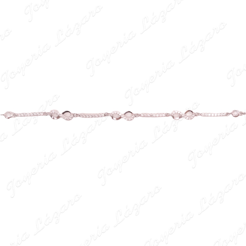 PULSERA PLATA INFINITOS, CUAJOS,TRAMOS CIRCONITAS