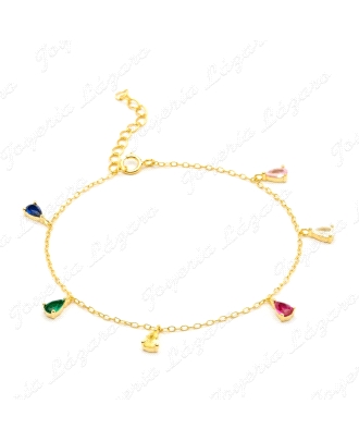 PULSERA PLATA DORADA CIRCONITAS PERITA COLORES